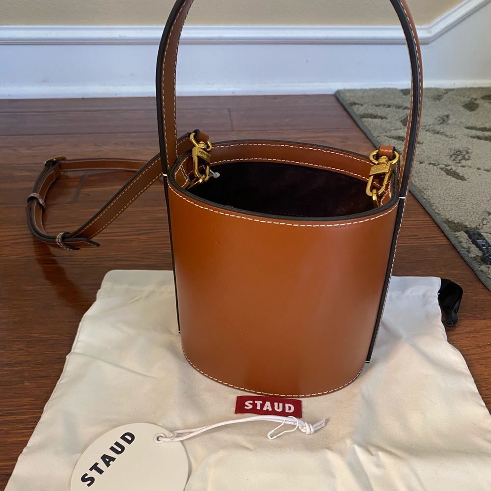 STAUD Mini Bisset Bucket Bag - Tan